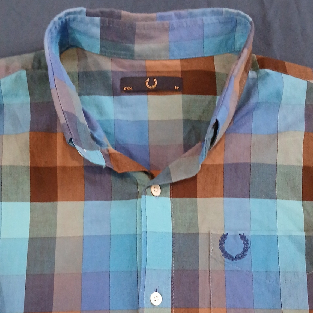 Fred Perry Blue and Brown Checkered Shirt